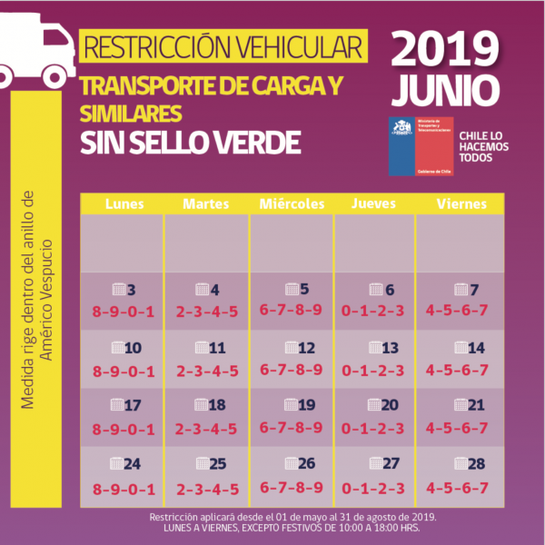 calendario restricción carga junio