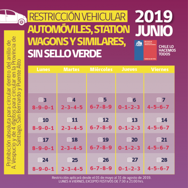 calendario restricción sin sello junio